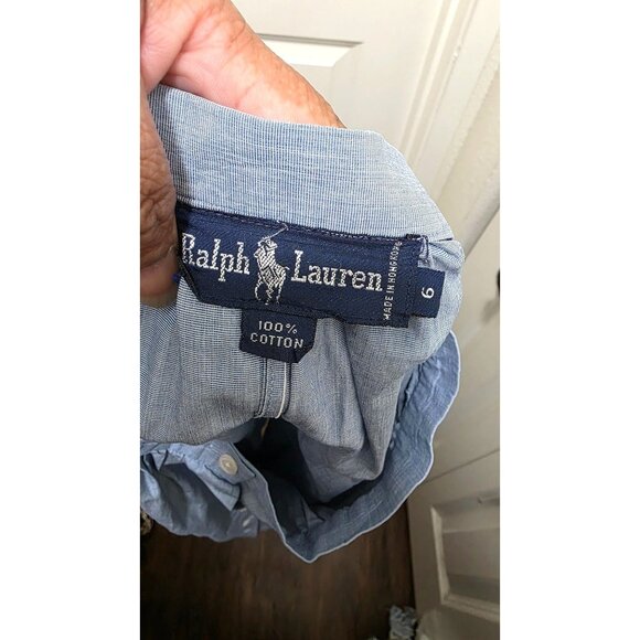 VTG Ralph Lauren Light Blue Button-Front Midi Skirt Women 6 A-Line Fit Lightweig - Picture 9 of 9